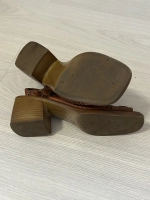 Женские кожаные сандалии на устойчивом каблуке BEST PU SOLE, коричневые, размер 36