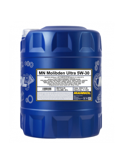 MANNOL 7916 масло мототрное Molibden Ultra 5W-30, 20л