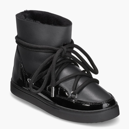 Высокие комбинированные кеды INUIKII Sneaker Gloss Black на меху