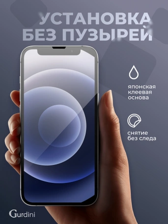 Стекло противоударное iPhone 12 Mini 5.4" Gurdini 3D Premium Glass черное