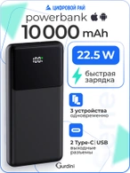 Дополнительный аккумулятор Gurdini LCD Series 22.5W GPLCD-100B 10000 mAh Черный