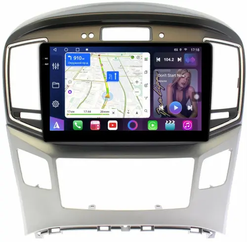 Магнитола для Hyundai H1, Grand Starex 2015-2022 (ШГУ монохром, авто с часами) - FarCar S500-TS18 монитор 9.5" QLED на Android 14, CarPlay, 4G SIM-слот