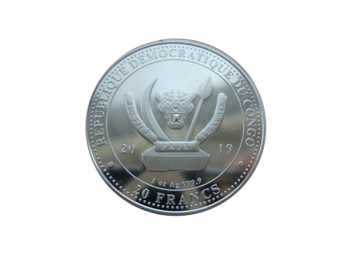 Конго 20 франков 2019 Жираф СЕРЕБРО