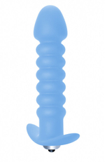 Рельефный анальный вибратор Twisted Anal Plug (7 режимов) (Цвет: голубой)
