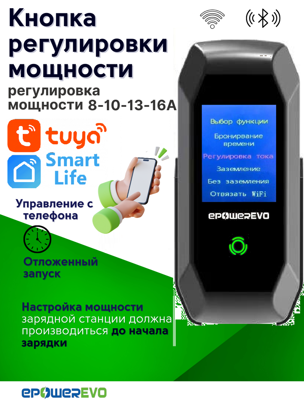 Зарядное устройство для электромобиля TYPE-2, 7 кВт, 32A, 220В, Wi-Fi, кабель 5 м, сумка
