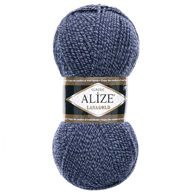 Пряжа Alize (Ализе) Lana Gold / уп.5 мот. по 100 г, 240м, 901 темно-синий меланж A