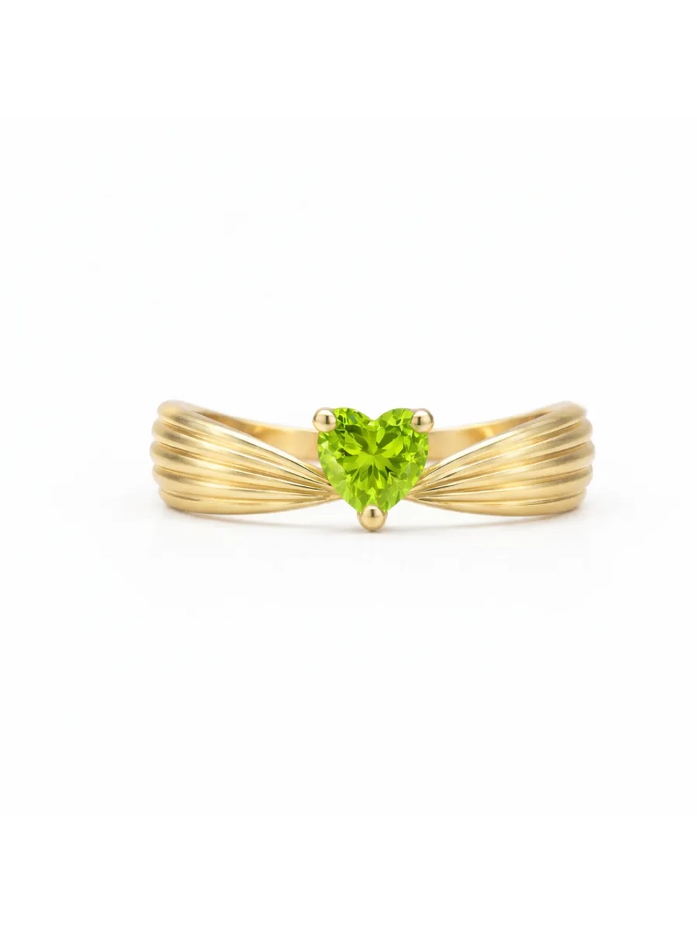 Кольцо с перидотом, серебро 925, родий