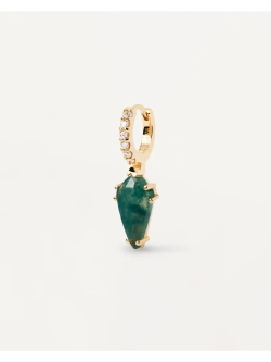 Одиночная серьга Naoki Moss Agate серебро 925 пробы покрытое золотом