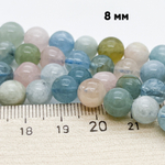 Берилл, диаметр 7,9-8,3 мм, цена за 23-24 шт (1/2 нити)