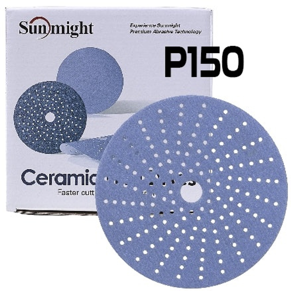 Шлифовальный круг CERAMIC L712T 225мм на липучке, 24 отв. P150