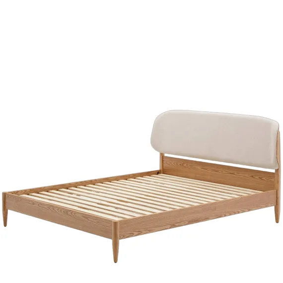 Кровать Octavia 160x200 см из ясеневой фанеры с белым мягким изголовьем