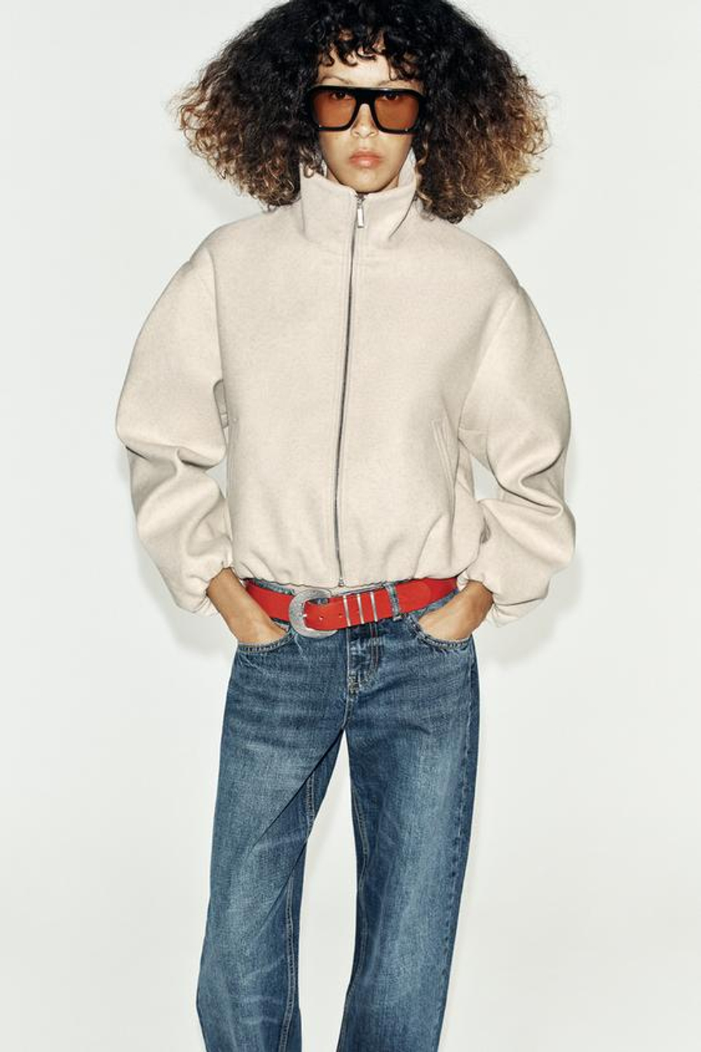 ZARA МЯГКИЙ БОМБЕР, ЭКРЮ