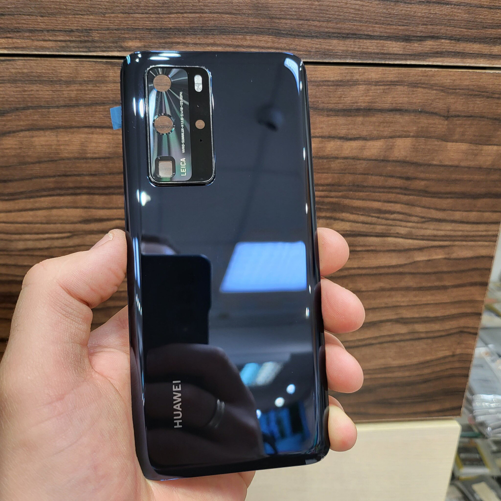 Крышка для Huawei P40 Pro - задняя стеклянная панель "Хорошее качество" (чёрного цвета)