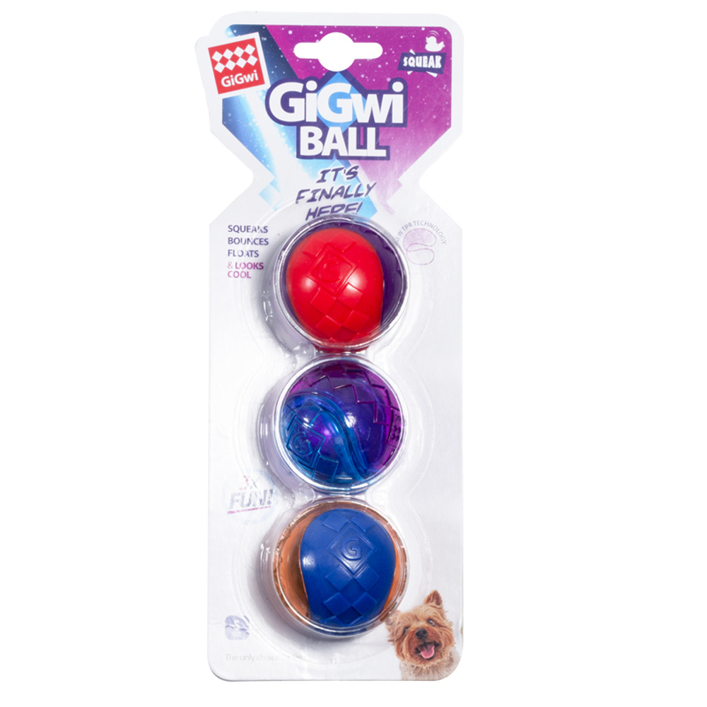 GiGWi 75326 Игрушка для собак Три мяча с пищалкой 5см, серия BALL
