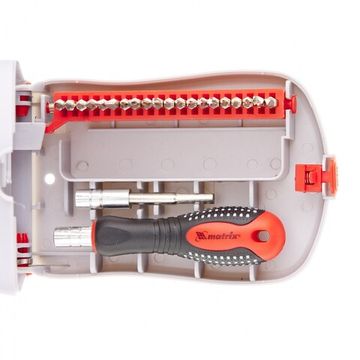 Отвертка для точн. раб. + биты, 22 пред., PH + SL + Torx + Y + U + TA, CrV, 3к рукоятка Matrix 11584