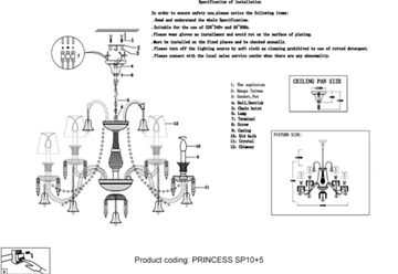 Подвесная люстра 15*Е14 PRINCESS SP10+5 хром/прозрачный Crystal Lux