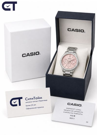 Casio LTP-V300D-4A General часы наручные женские — розовый циферблат с тремя функциональными индикаторами
