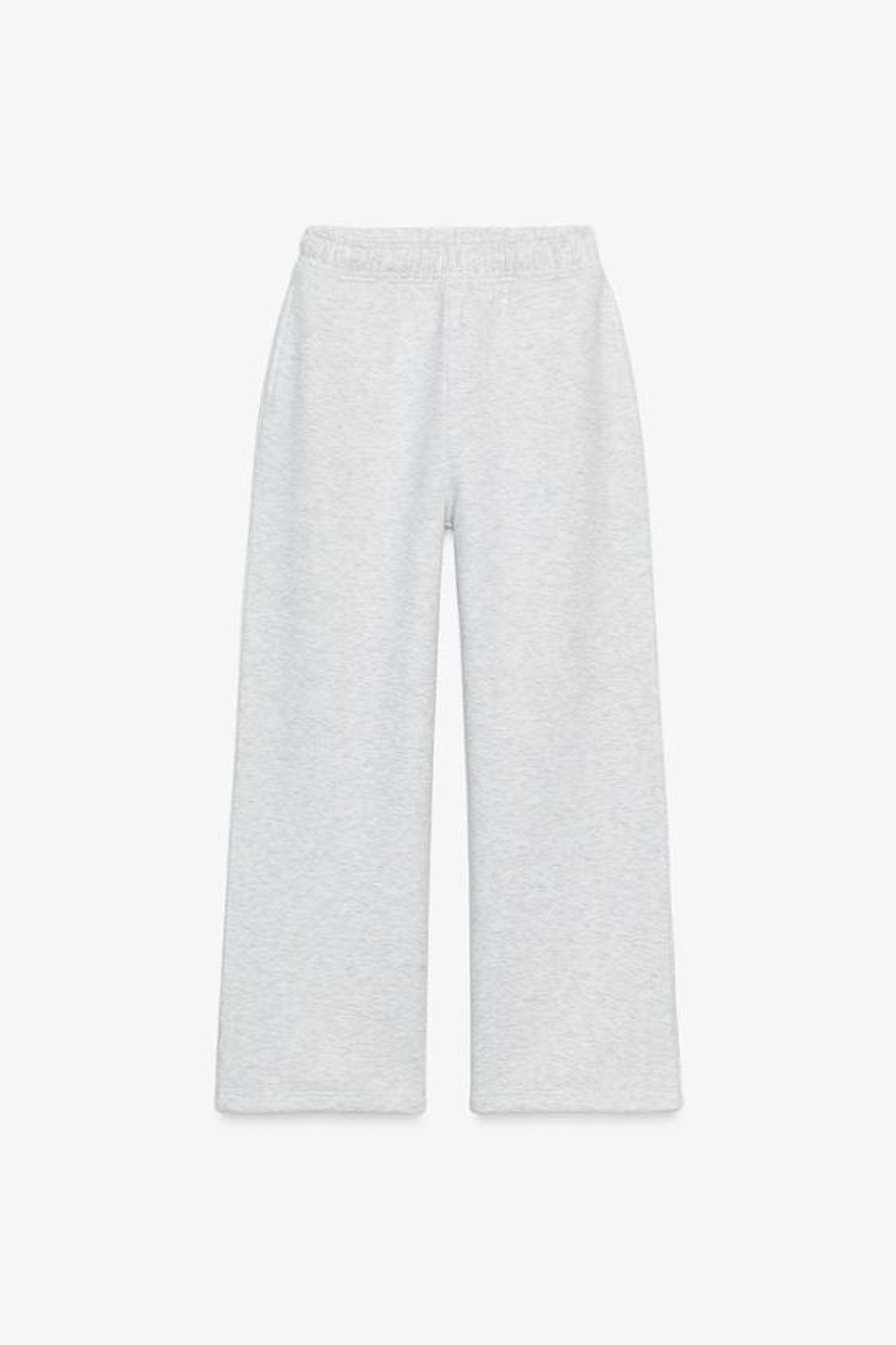 ZARA БАЗОВЫЕ ПРЯМЫЕ БРЮКИ ИЗ МЯГКОЙ ТКАНИ, СЕРЫЙ МЕЛАНЖ