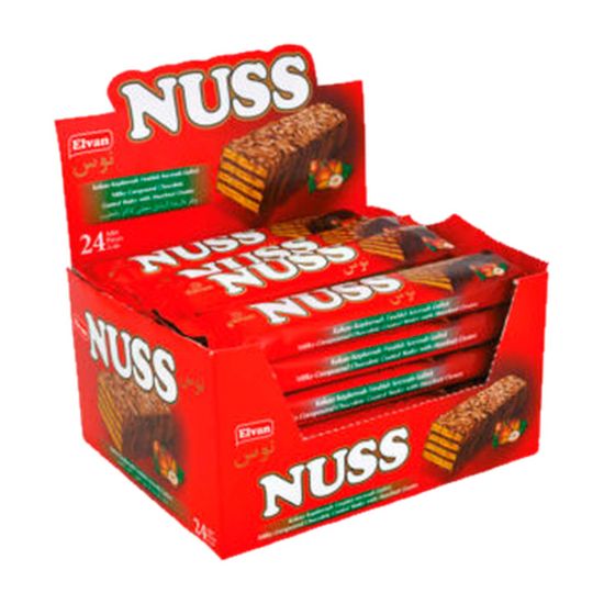 Вафельный батончик Nuss Wafer в молочном шоколаде с орехом, 28 г