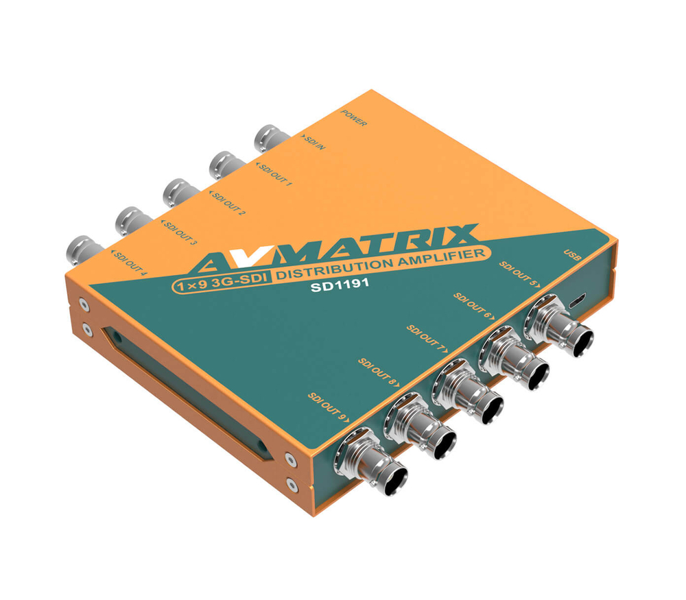Усилитель-распределитель AvMatrix SD1191 3G-SDI 1x9 с восстановлением тактовой частоты