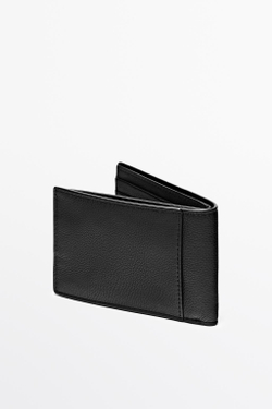 Massimo Dutti Горизонтальный кошелек из кожи наппа, черный