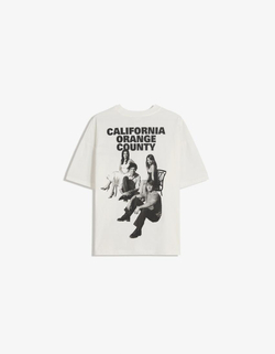 BERSHKA Футболка с коротким рукавом и принтом OC California, белый
