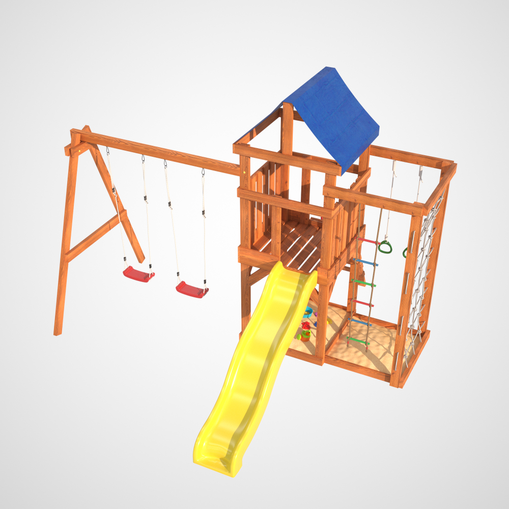 Детская площадка Fun Land с сеткой стенкой и качелями