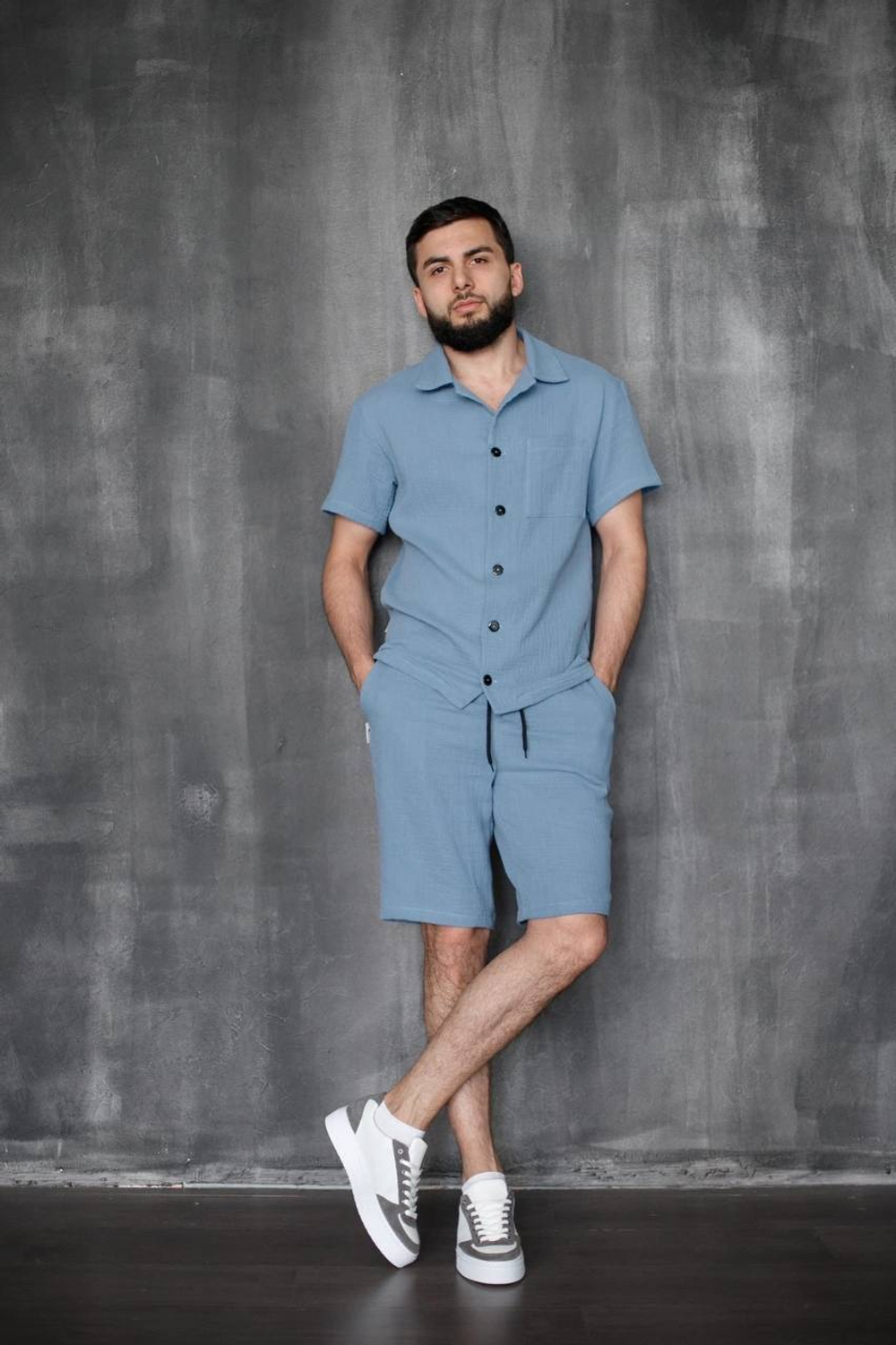 Костюм BGLS muslin руб./шорты (голуб.)