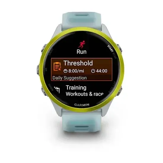 Умные часы Garmin Forerunner 570 - 47 мм Желтый алюминий с полупрозрачным белым/бирюзовым ремешком
