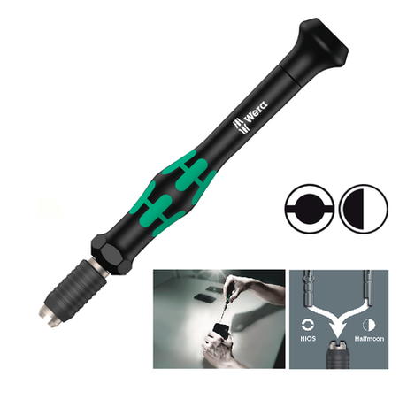 Отвёртка - битодержатель WERA 1013 Kraftform Micro 97 мм, для бит с шестигранным хвостовиком 4 мм Halfmoon и 4 мм HIOS WE-051276