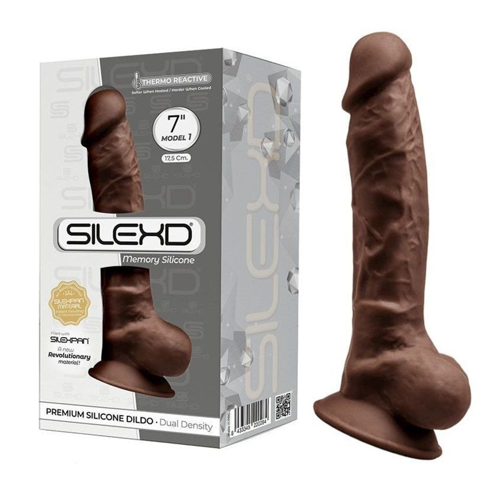 Коричневый фаллоимитатор SILEXD Model 1 7’’ - 17,5 см. (Цвет: коричневый)