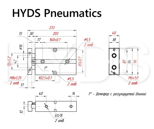 TN 32x125-S Пневмоцилиндр двухпоршневой