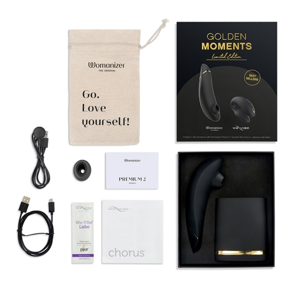 Набор для пар Golden Moments Limited Edition: Womanizer Premium 2 + We-Vibe Chorus
