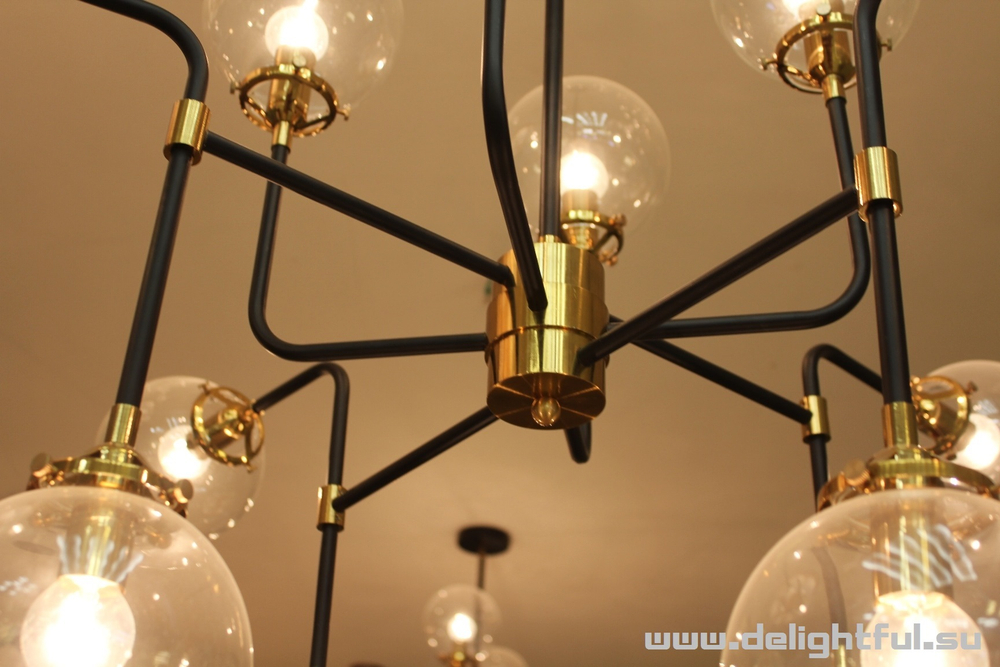 ЛЮСТРА BISTRO GLOBE CLEAR GLASS CHANDELIER 16