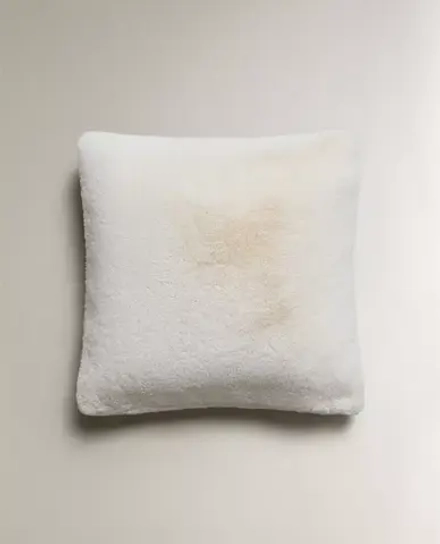 ZARA HOME НАВОЛОЧКА ДЛЯ ДЕКОРАТИВНОЙ ПОДУШКИ ИЗ ИСКУССТВЕННОЙ ШЕРСТИ, ЖЕЛТОВАТО-БЕЛЫЙ
