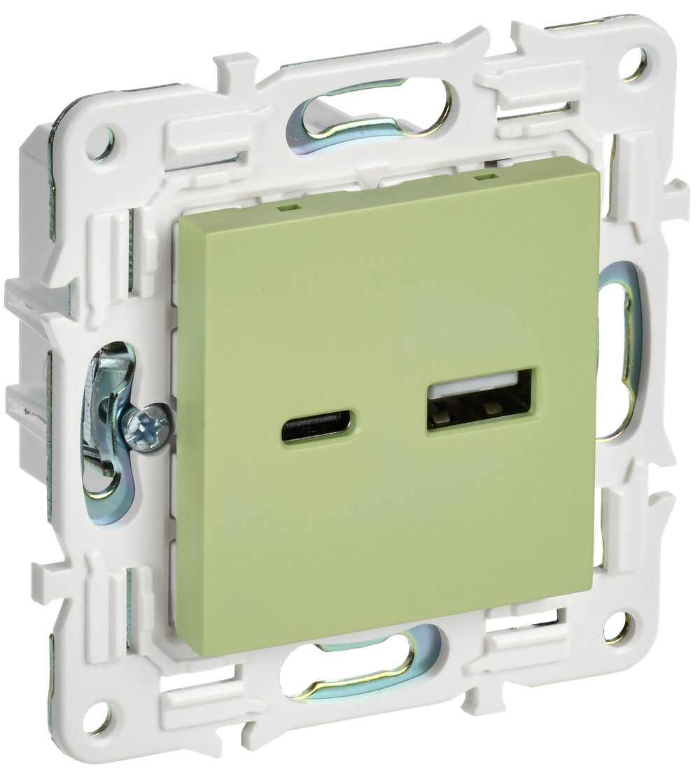 SKANDY Розетка USB A+C 18Вт SK-R13G мятный IEK