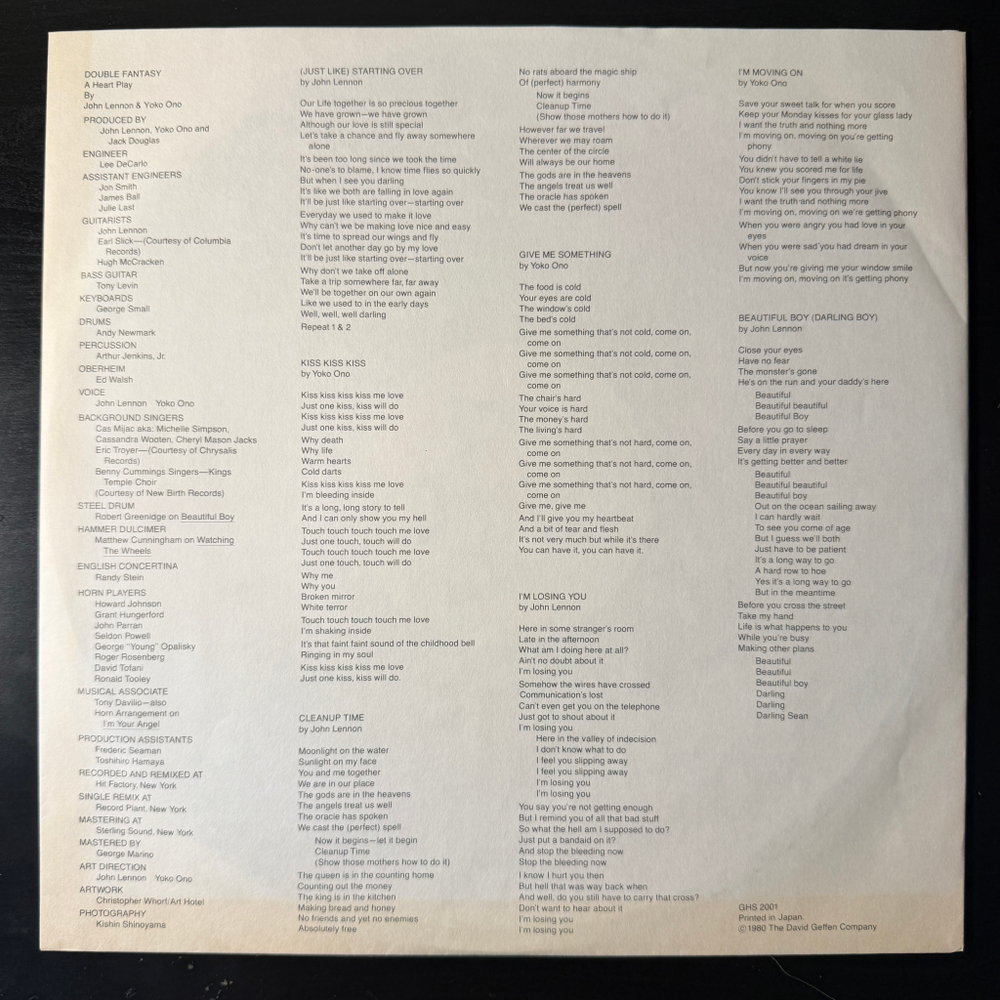 Виниловая пластинка John Lennon & Yoko Ono ‎– Double Fantasy LP