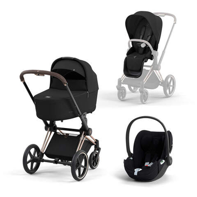 Детская коляска Cybex Priam IV 3 в 1 Sepia Black на шасси Rosegold