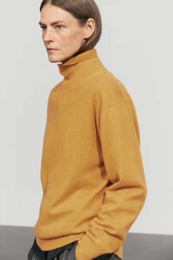 Massimo Dutti Свитер из 100% кашемира с высоким воротником, масляно-зеленый