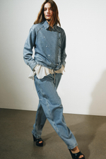 ДЖИНСОВАЯ КУРТКА С ПОДПЛЕЧНИКАМИ — ZW COLLECTION — ZARA