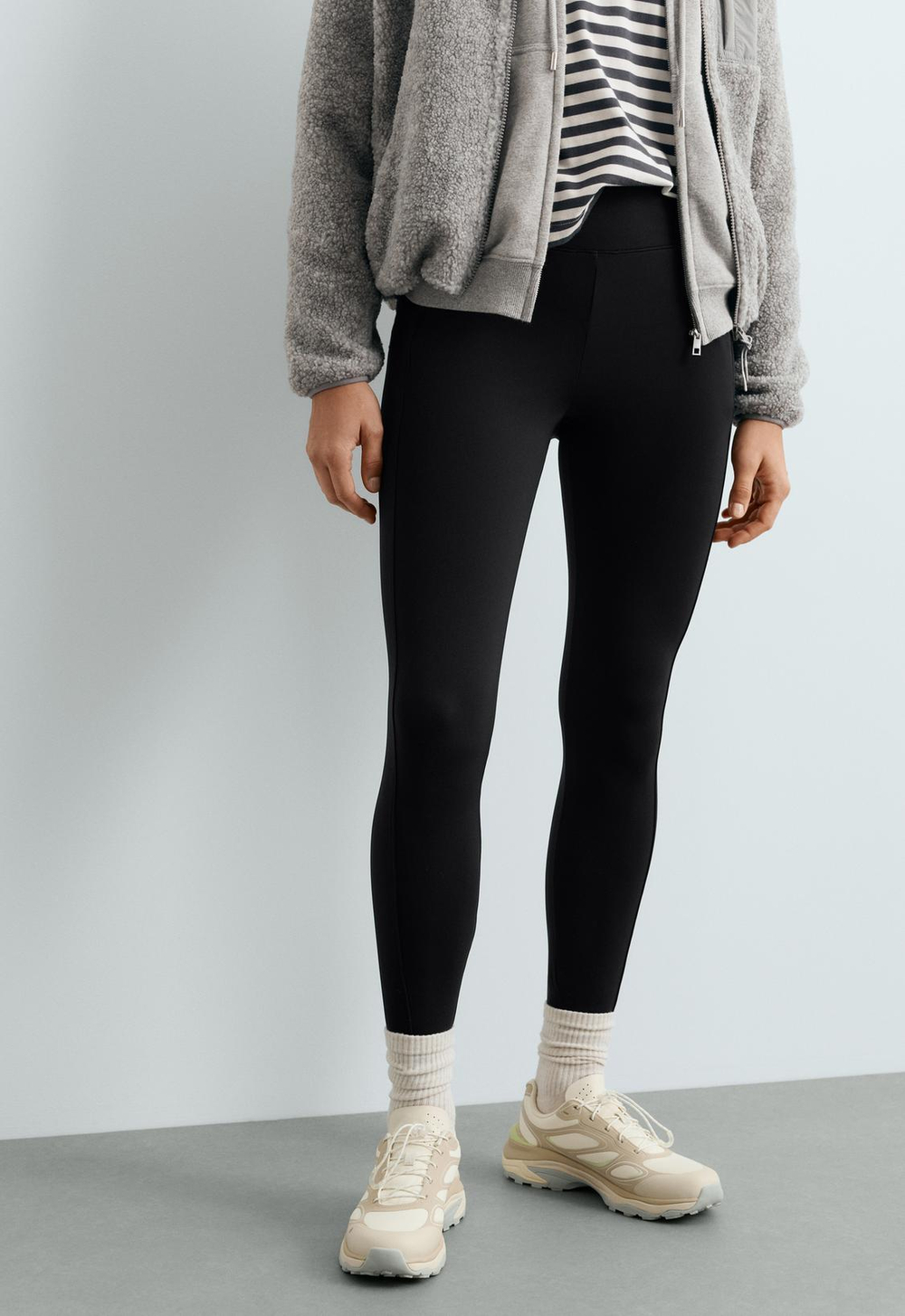 OYSHO Легинсы длиной до щиколотки High rise Warm, 70 см, черный