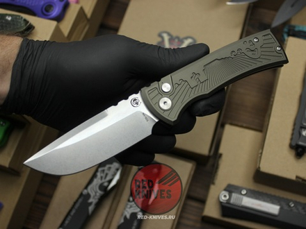 Нож Chaves Knives / Pro-Tech Redencion 229 Auto FDE Battleworn GREEN STANDARD - алюм рук с гравир., шайбы