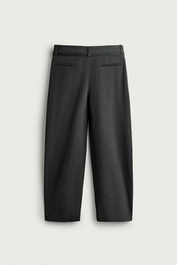 ZARA БРЮКИ BALLOON FIT С РЕМНЕМ И ЗАЩИПАМИ, АНТРАЦИТОВО-СЕРЫЙ