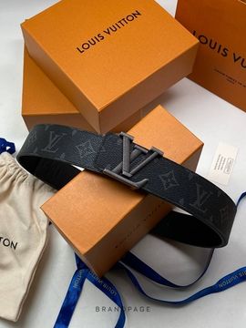 Ремень чёрный с серым монограммным узором от Louis Vuitton LV Stitch BP5-442425