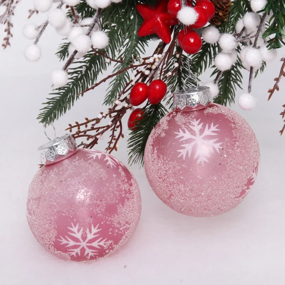 Набор украшений SHINE «Snow Sand» 8 см (2 шт.), rose pink