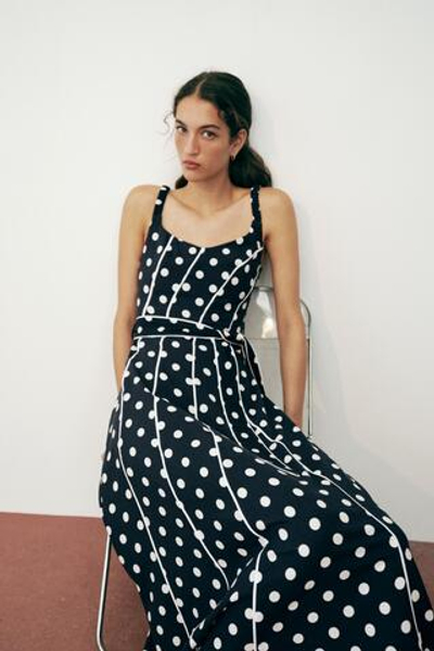 ПЛАТЬЕ МИДИ В ГОРОШЕК С ПОЯСОМ — ZARA