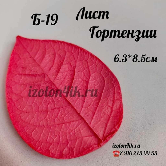 Молд Б-19 Молд для фоамирана лист Гортензии (6,3*8,5 см)