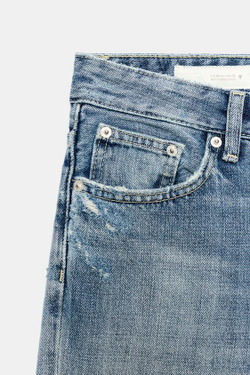 ZARA РАСКЛЕШЕННЫЕ ДЖИНСЫ TRF СО СРЕДНЕЙ ПОСАДКОЙ И РАЗРЕЗАМИ, СИНИЙ