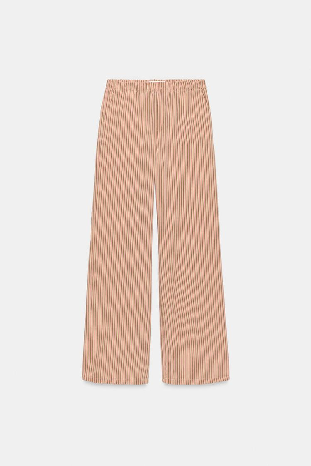 ZARA ЛЕГКИЕ БРЮКИ В ПОЛОСКУ, КРАСНЫЙ