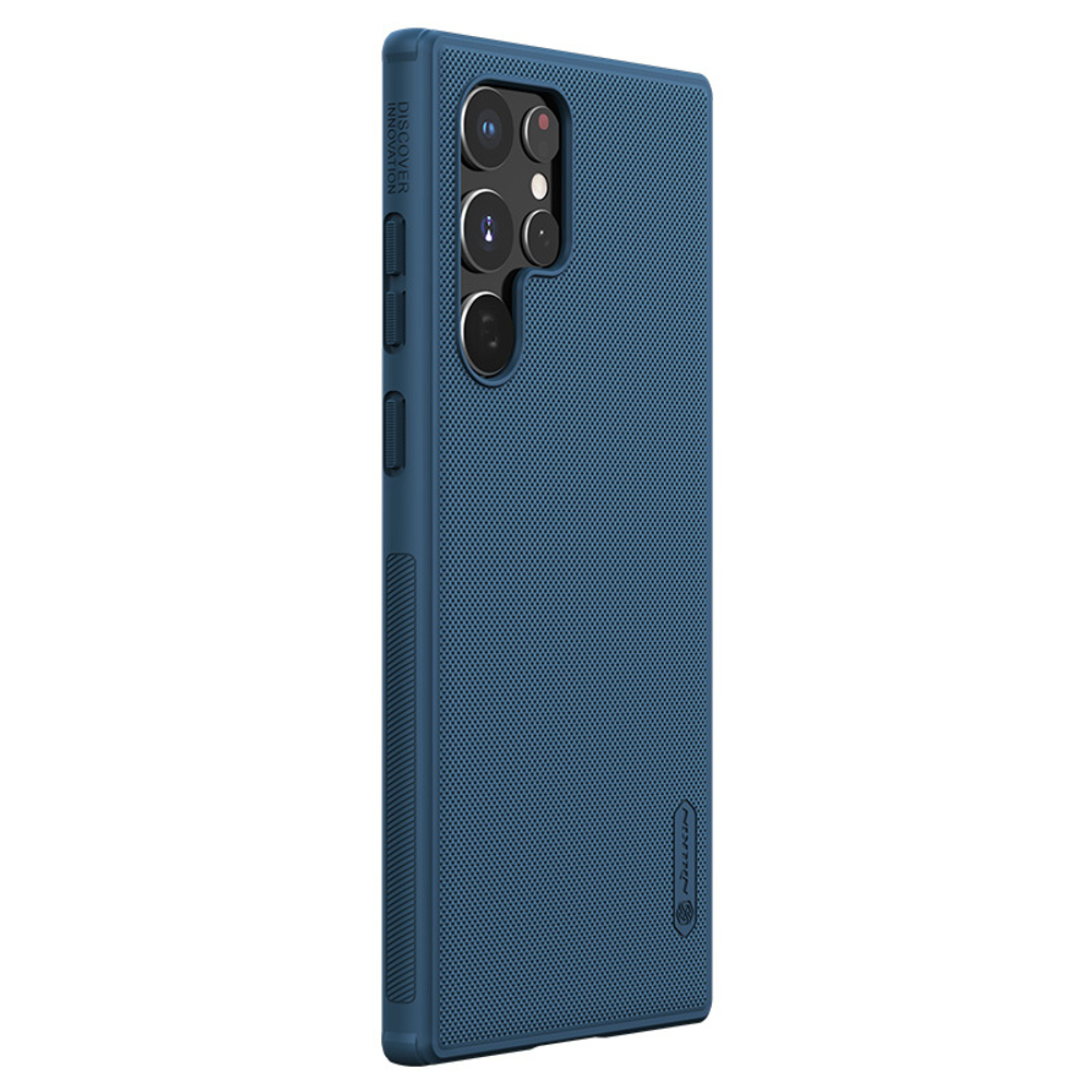Усиленный защитный чехол синего цвета от Nillkin для Samsung Galaxy S22 Ultra, серия Super Frosted Shield Pro, двухкомпонентный